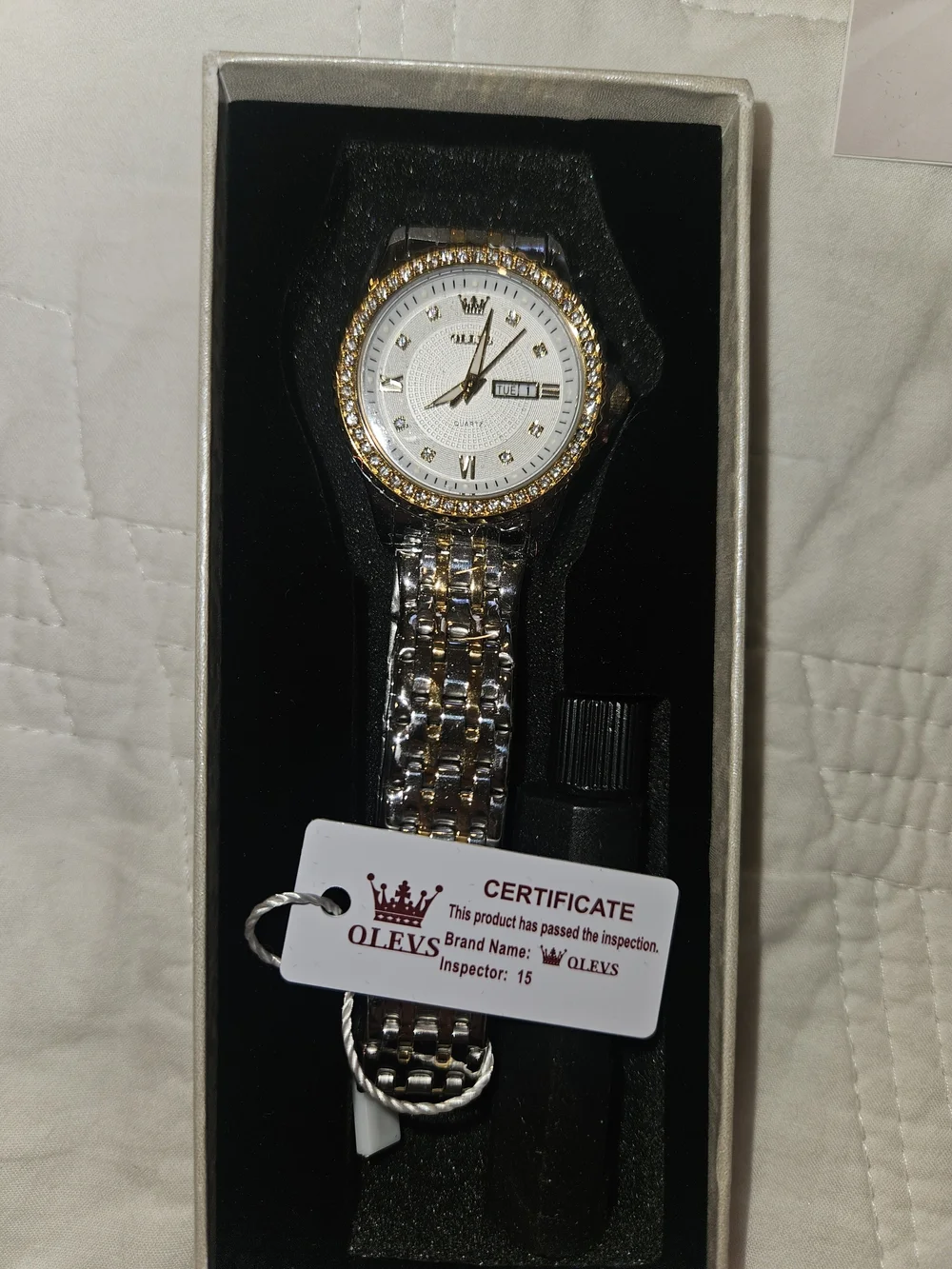 OLEVS Women’s Two-Tone Gold & Silver Watch with White Dial